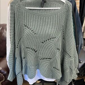 Green Knit Poncho Moon &MADISON